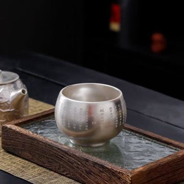 999銀心經個人養生專用茶盞家用喝茶主人杯功夫茶杯單杯茶具家用
