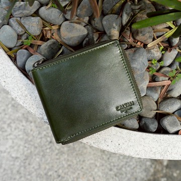 『新品上市』老爺有喜 經典真皮全包式拉鍊短夾(072916cd)