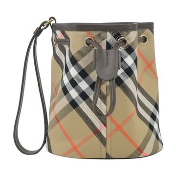 [平輸版]BURBERRY 新款經典格紋抽繩束口手拿包(沙色)真品平輸