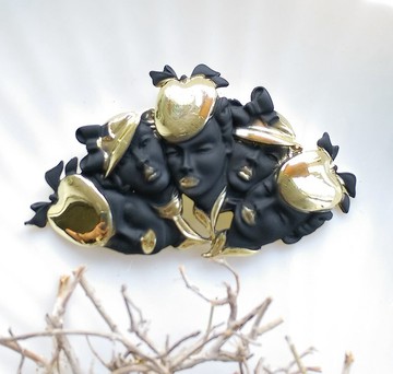 Vintage Jewelry  浮雕 婦女肖像 大型 別針  胸針