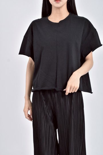 (L) indi luxe質感棉質純棉藍色短袖上衣