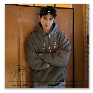 【HAO NICE】100%正品日系潮牌Aape 經典logo 猿人徽章 重磅厚絨 長袖帽T