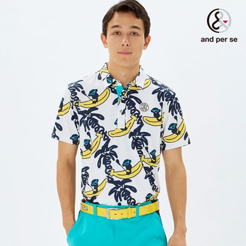 【and per se】男款黃色柔滑舒適吸汗速乾彈性防紫外線POLO衫 DGV29665