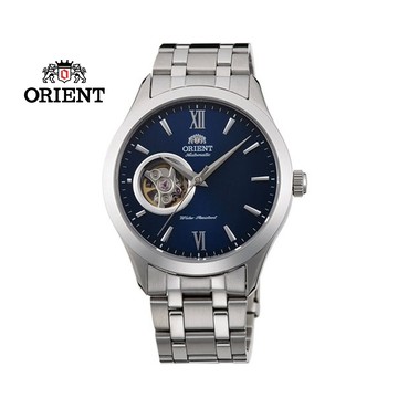 ORIENT 東方錶 SEMI-SKELETON系列 藍寶石鏤空機械錶 鋼帶款 TAG03001D 藍色-38.5mm