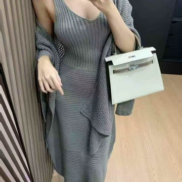 YY5113L_慵懶風穿搭一整套女初秋法式復古針織吊帶洋裝披肩上衣兩件套