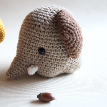 手鉤玩偶 毛線大象 毛線動物 大象+象牙