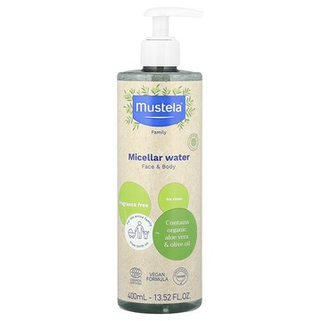 Mustela, 膠束水，面部身體，無香，13.52 液量盎司（400 毫升）