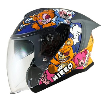 NIKKO N-560 歌德泰迪 消光黑白橘 耳機曹 眼鏡溝 內墨鏡 全拆洗 加長鏡片 鴨尾設計 安全帽 半罩