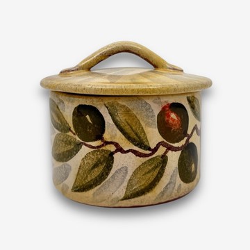 義大利手工陶-EX銀光橄欖樹 置物罐 首飾盒 糖罐 10cm