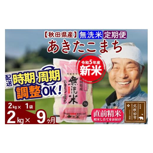 ふるさと納税 秋田県 北秋田市 《定期便9ヶ月》＜新米＞秋田県産 あきたこまち 2kg(2kg小分け袋) 令和5年産 配送時期選べる 隔月お届けOK お米 おお…