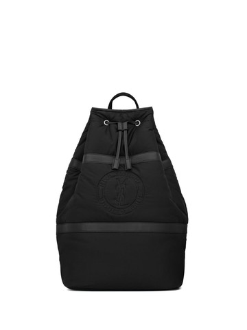 Saint Laurent - Rive Gauche logo-debossed backpack - women - Metal/Polyamide/ECONYL® - One Size - Black