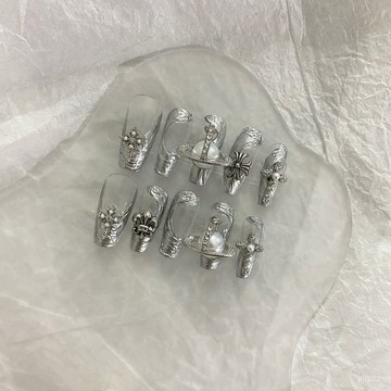【臺灣有貨】歐美y2k克羅星 定製西太後高級鏡麵辣妹ins金屬感小衆穿戴甲