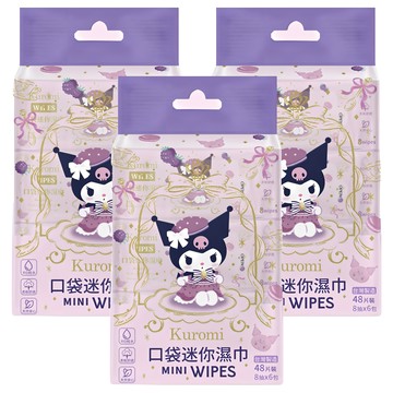 Sanrio 三麗鷗 Kuromi 午茶派對 迷你柔膚濕紙巾 8抽  3個  1g  6個裝