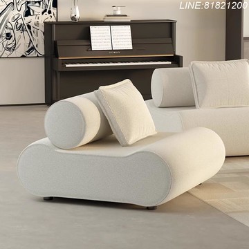 免運速發 開立發票 北歐布藝沙發客廳小戶型服裝店民宿奶油風臥室羊羔絨單人沙發椅