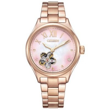CITIZEN星辰 LADYS Hebe廣告款櫻花鏤空機械女錶-PC1017-70Y-34mm