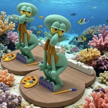 【手機文具都有位置】派大星筆筒 章魚哥手機架 翹臀章魚哥擺件 海綿寶寶筆插 桌面收納筒 學生文具 生日禮物 交換禮物