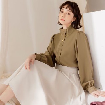 OB嚴選-不易皺立領開襟拋袖上衣/襯衫《AB17925-》