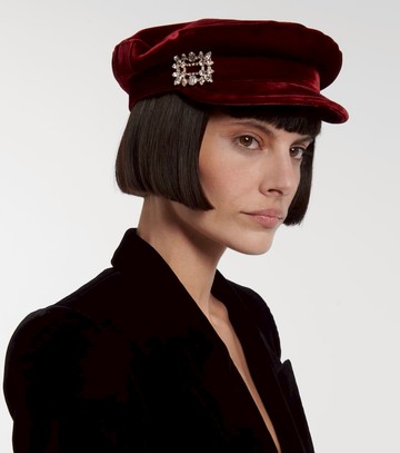 Roger Vivier Baker Boy velvet newsboy cap