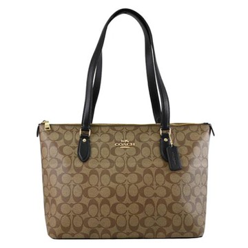 COACH CH504 經典馬車LOGO印花肩背托特包.駝/黑
