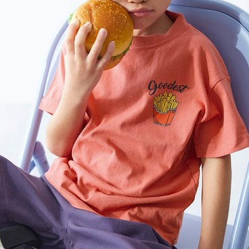 日本 devirock - 純棉定番短袖上衣-薯條-胡蘿蔔橘