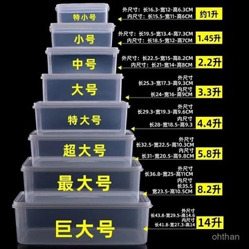 加大款🌟塑料保鮮盒長方形透明廚房儲物盒冰箱冷藏食品收納盒大小號塑料盒 冷凍保鮮盒 冰箱收納盒 隔保鮮盒食材分類 V