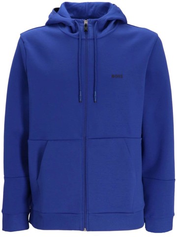 BOSS - colour-block zip-up hoodie - men - Cotton/Polyester - L - Blue