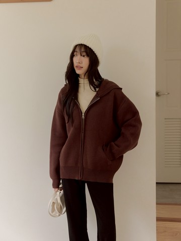 休閒百搭連帽針織外套