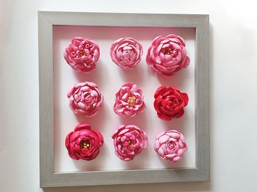 瓷花、框架牆壁藝術、壁掛、牆壁雕塑、黏土牆藝術、簡約牆壁藝術
