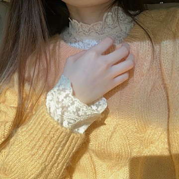 半高領蕾絲疊穿內搭打底衫女超仙春秋冬新款加絨長袖洋氣網紗上衣【淘夢屋】