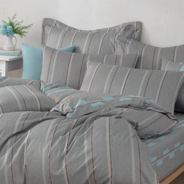 【馨眠Kim Gu Living】100%精梳棉四件式兩用被床包組-靜謐(加大)