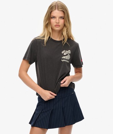 Superdry Women's Roadside Trade Relaxed T-shirt Dark Grey Size: 10
