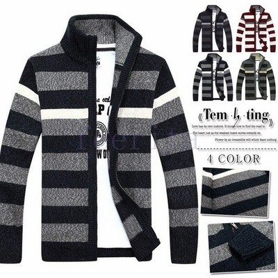 カーディガンメンズボーダーニットセーター厚手あったか大きいサイズボーダートップス保温スリムビジネス 通販 Lineポイント最大get Lineショッピング