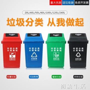 樂天精選~垃圾分類垃圾桶帶蓋大號公共場合環衛家用四色商用餐飲四分類戶外- 雙11全館免運