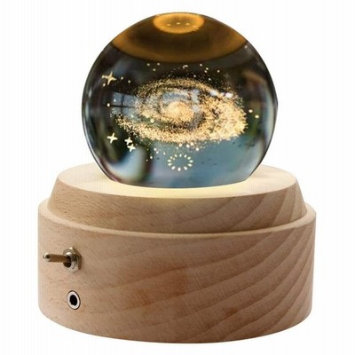 オルゴール クリスタル ボール LEDライト おしゃれ間接照明 木製手作りかわいい USB充電式投影ボール インテリア 癒しグッズ