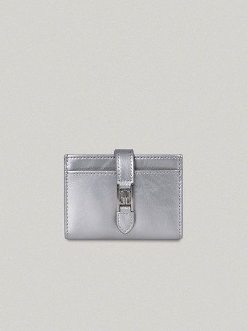 Classic Logo Cowhide Card Wallet [Silver]