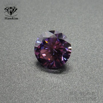 紫紅色寶石圓形鉆鋯石裸石diy首飾吊墜耳釘鑲嵌用石cz裸鉆浪漫紫