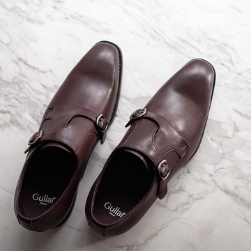 Gullar 叉扣個性孟克-素食皮鞋(紅咖)