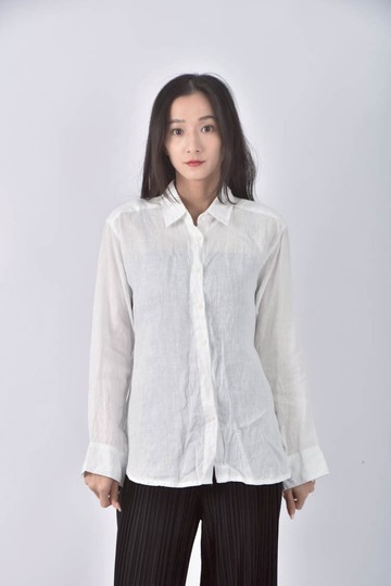 (S) black label排扣白色短袖上衣