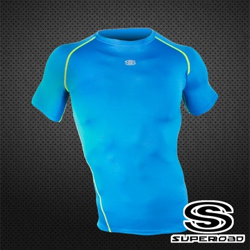【SUPEROAD SPORTS】涼感速乾 專業機能運動短袖緊身衣(淺藍色)