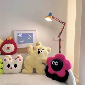 ✅ins風奶噗噗貓咪抱枕小熊毛絨玩偶可愛粉花沙發臥室靠枕生日禮