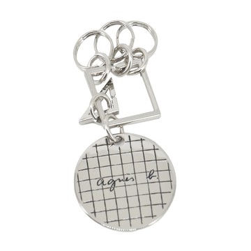 agnes b.幾何圓牌鑰匙圈-銀