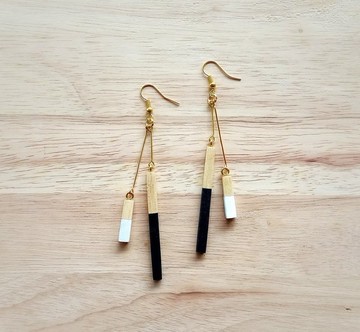 木製耳環 玫瑰03