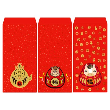 佳墨紅包袋-達摩-3入組