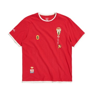 江戶勝｜加大碼｜男裝｜招財貓配色短袖T恤