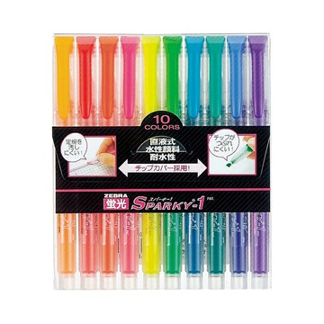 日本 斑馬 SPARKY-1 直液式 3.5mm 斜尖 水性 螢光記號筆 螢光筆 10色 /組 WKP1-10C【APP滿額下單10%點數(單一帳號最高5000點)】1/31止