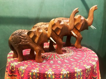 春節中秋節印度克什米爾工藝手工雕刻大象黑胡桃擺件民族風