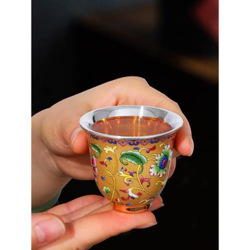 喜鵲銀樓 銀杯子999純銀茶杯高端主人杯包銀杯單個品茗杯純銀茶具