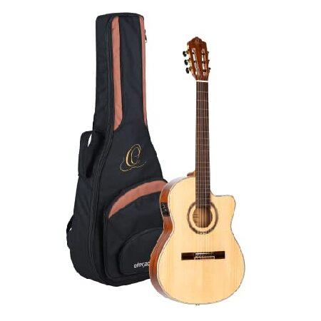 Ortega Guitars String Performer Series Solid Top Thinline Crossover Acoustic-Electric Nylon Classical Guitar w Bag, Right (RCE138-T4)並行輸入