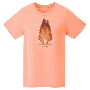 ├登山樂┤日本 Mont-Bell   PS COT T WS Forest & deer森林鹿女款短袖棉T 珊瑚粉 # 2104836CPK