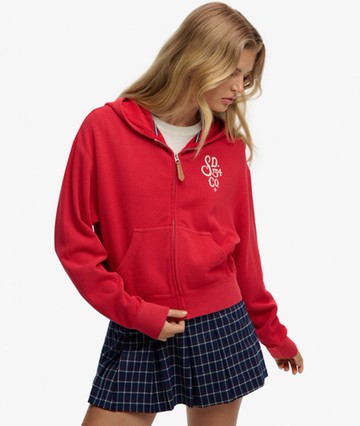 Superdry Women's Heritage Hamptons Zip Hoodie Red Size: 8